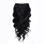 Jet Black Real Human Hair Clip In Extensions , Body Wave Indian Remy Hair Extensions